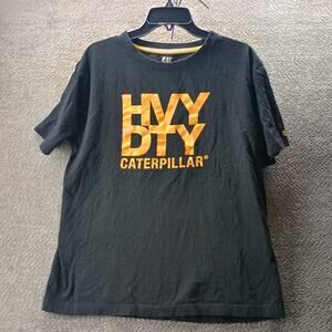 Caterpillar CAT Logo T Shirt Mens L Black Heavy Duty Graphic Tee